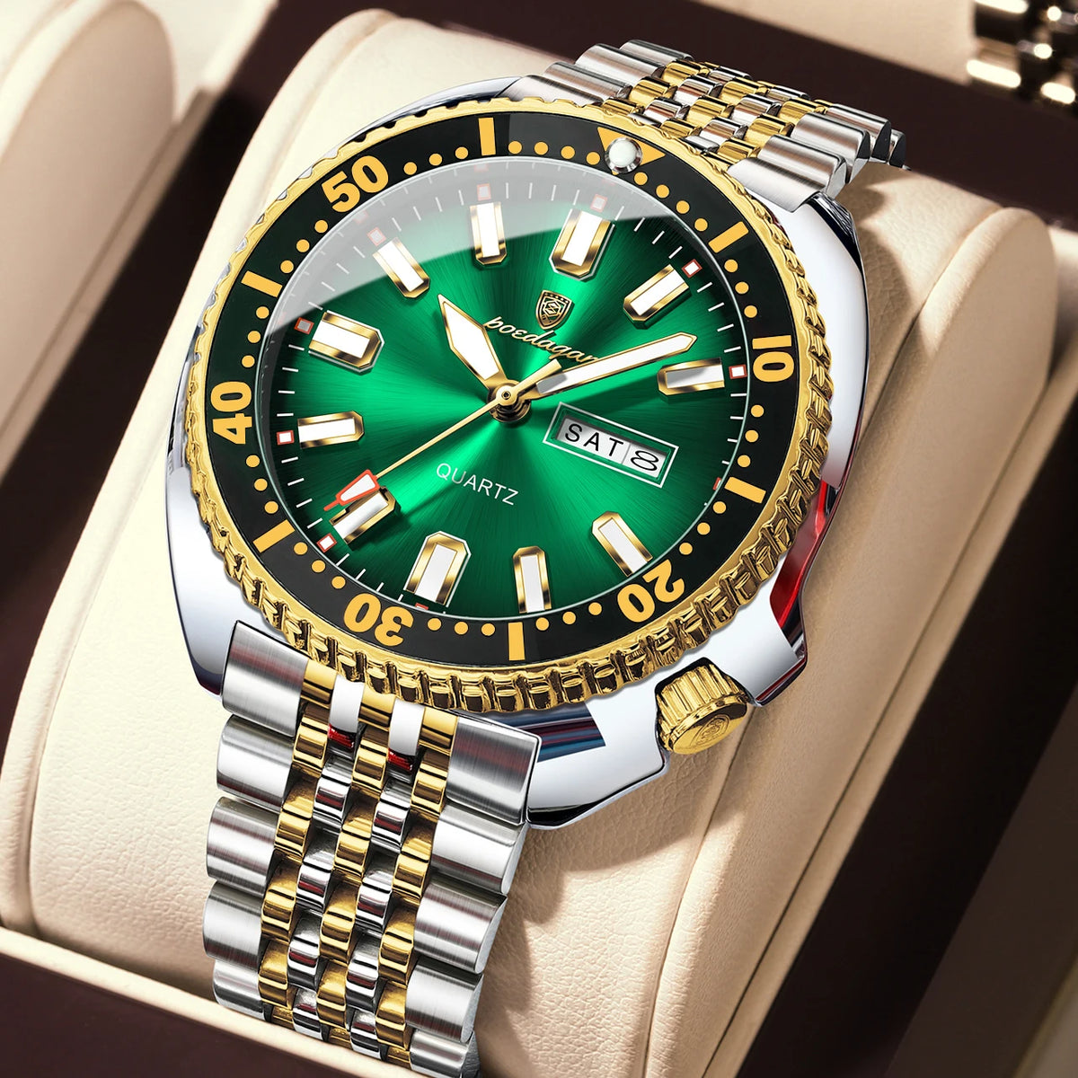 Reloj de cuarzo para hombre POEDAGAR, de lujo, para negocios, con fecha, día, resistente al agua y luminoso, reloj de pulsera deportivo de acero inoxidable