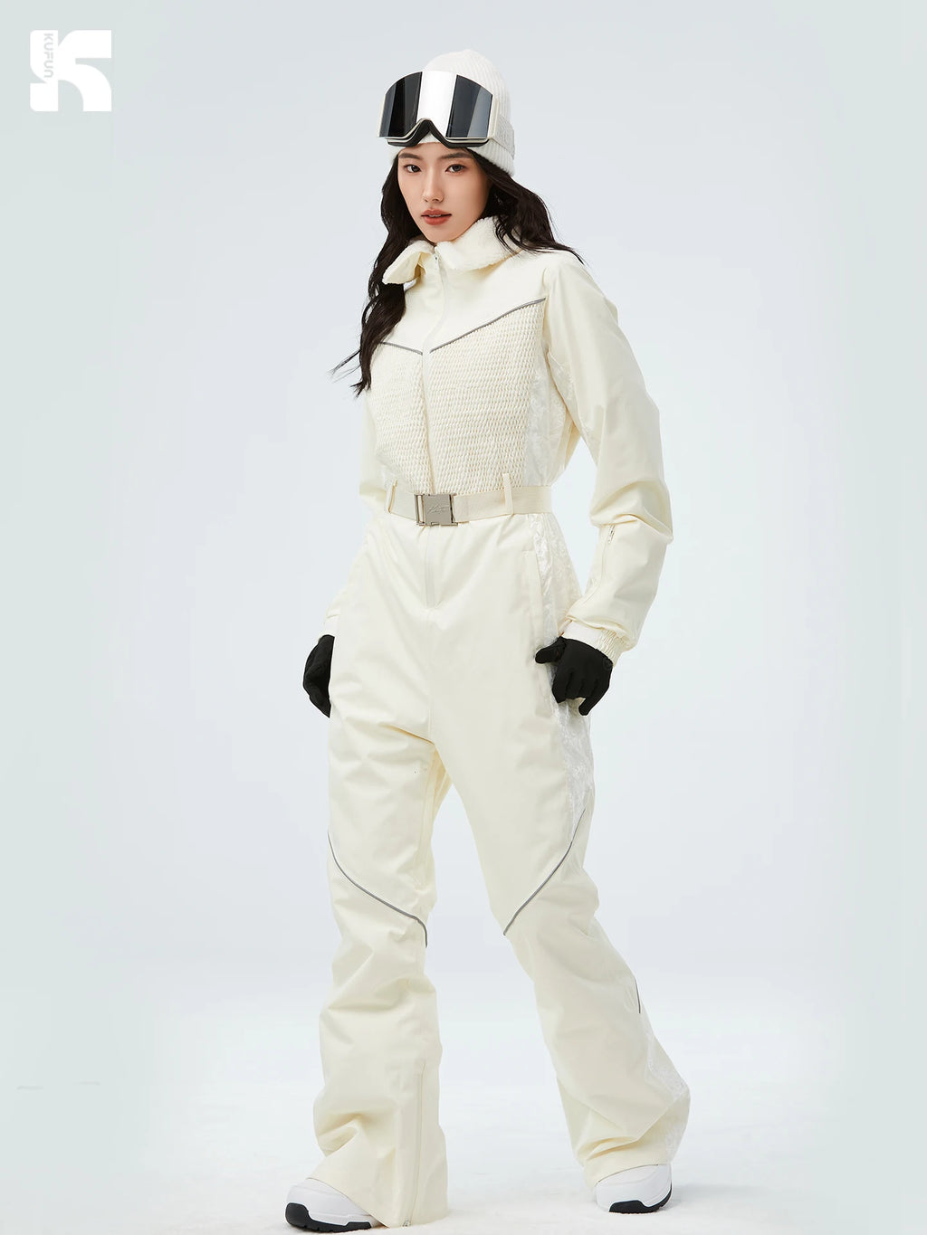 KUFUN-ropa de esquí para mujer, mono, impermeable, general, grueso, Snowboard, de una pieza, a prueba de viento, deporte de nieve, suelto, para adultos y adolescentes