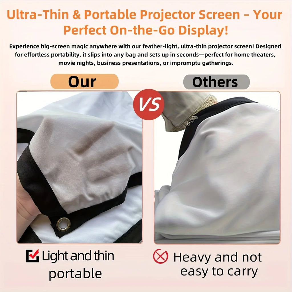 Pantalla de proyector plegable ultrafina con funda, material antiarrugas
