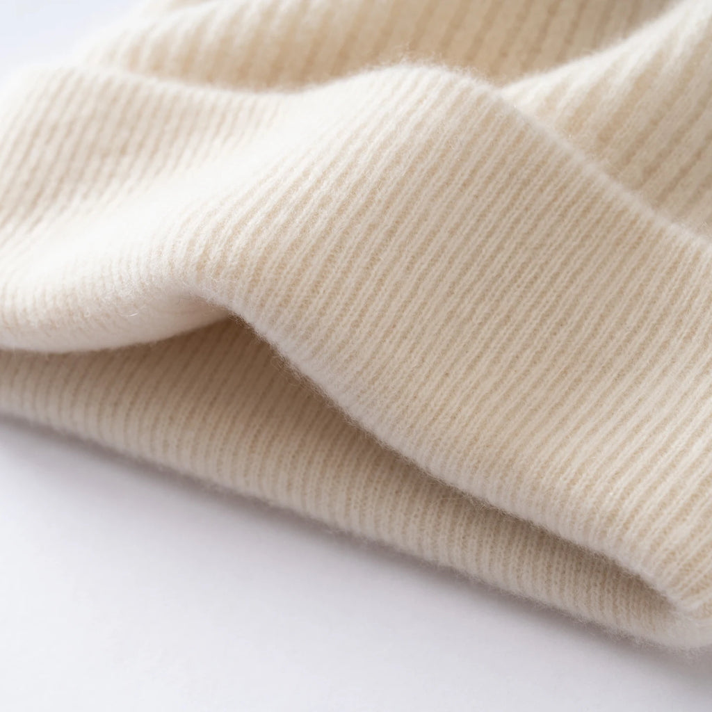 Gorro 100% de cachemira de primera calidad para mujeres y hombres, gorro de invierno casual para exteriores, unisex, cálido para esquiar, de doble capa, grueso, sin costuras, de punto acanalado.