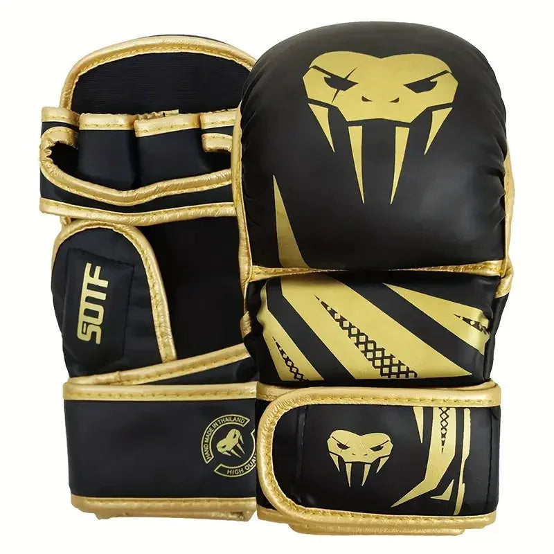 Guantes de boxeo profesionales MMA de medio dedo PU grueso Muay Thai MMA Sanda guantes de entrenamiento accesorios de entrenamiento de boxeo