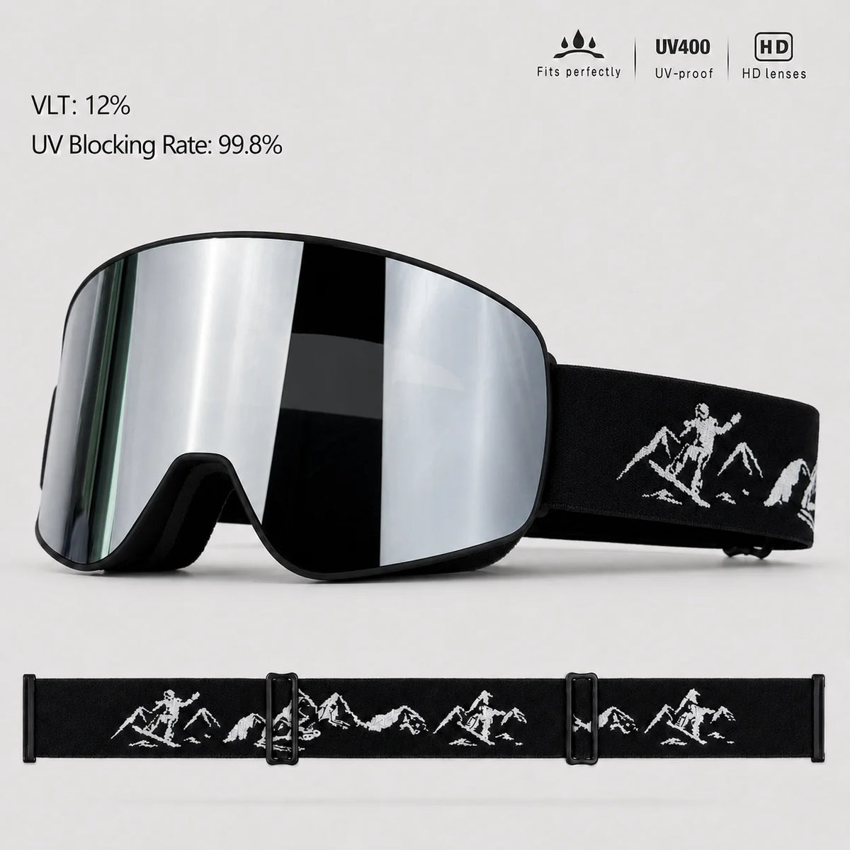 Gafas de Esquí de Doble Capa Antivaho UV400, Gafas de Snowboard, Gafas de Moto de Nieve, Lentes para Deportes al Aire Libre, Esquí