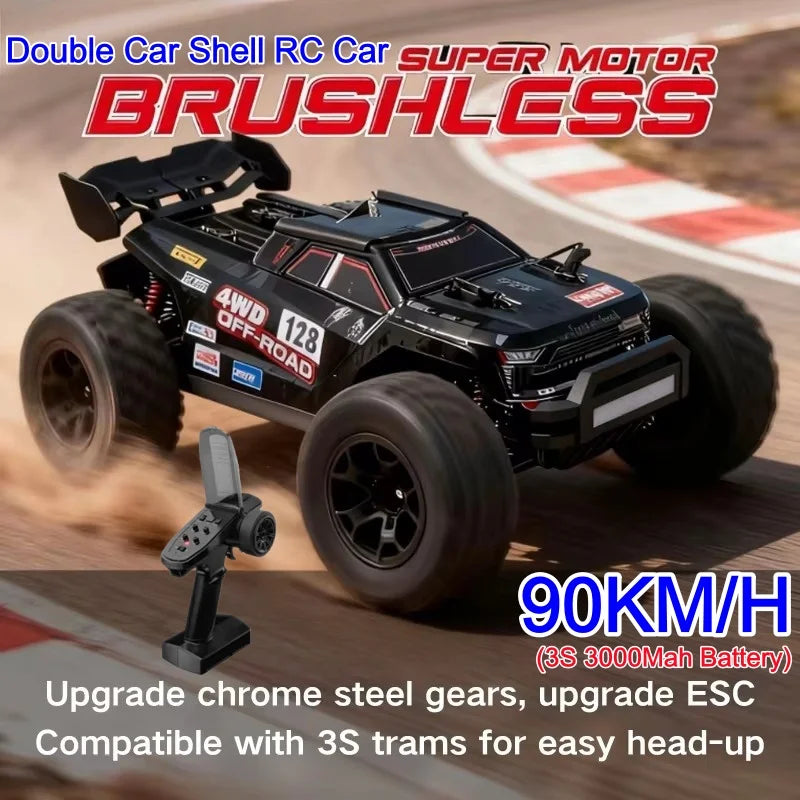 Coche de carreras RC sin escobillas de 90 km/h, coche de carreras RC de alta velocidad 1/14 4WD, vehículo de derrape, coche a control remoto, camión todoterreno