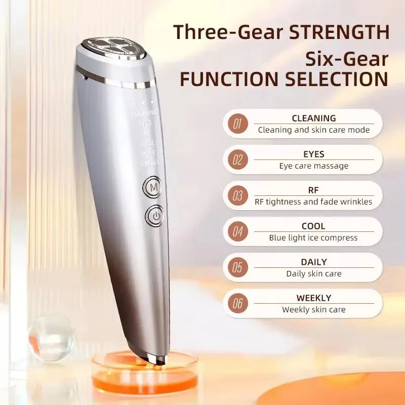 Masajeador Facial EMS de alta frecuencia 6 en 1, microcorriente de estiramiento Facial para estiramiento de cara y ojos, herramienta de cuidado Facial de belleza RF