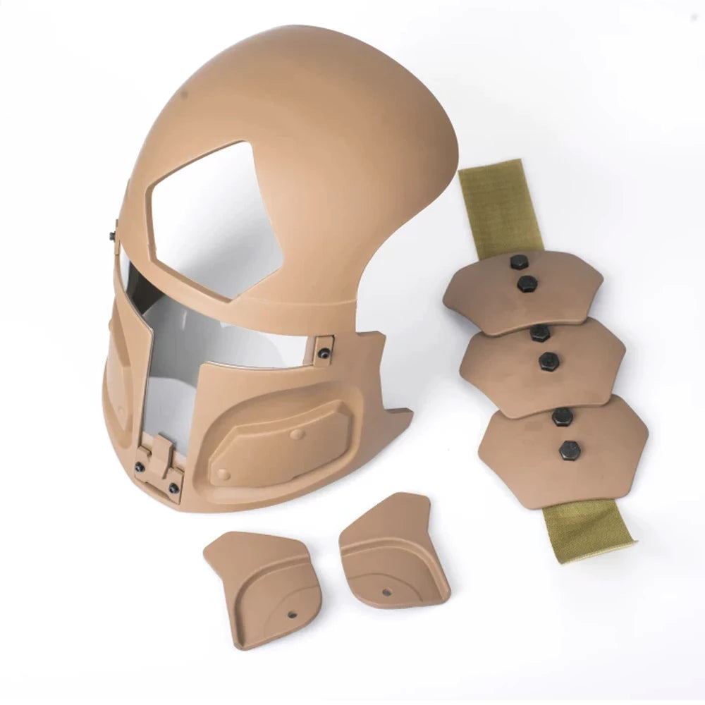 Casco de Cazador de Recompensas Galáctico 6 en 1 con Auriculares, Luz de Señalización, Casco Táctico Rápido, Máscara Futurista, Set de Cosplay de Ciencia Ficción y Airsoft