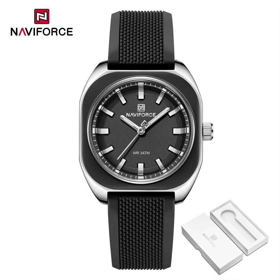 NAVIFORCE Fashion Quartz Watches For Women Comfort Silicone Band Ladies Daily Waterproof Casual Wristwatch Female Timepiece Gift