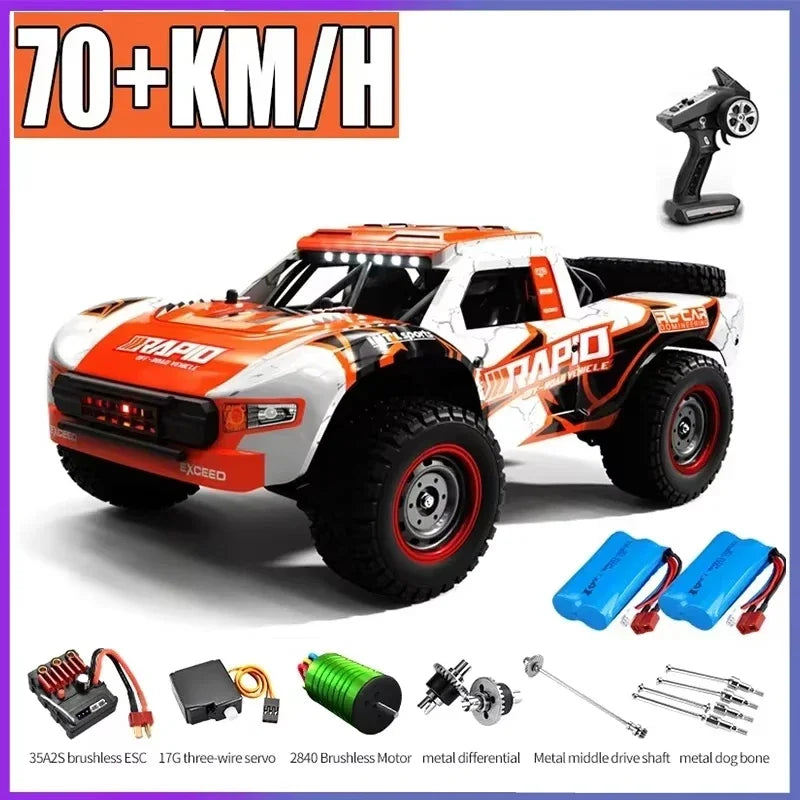 Coche teledirigido SCY16101 16102 de alta velocidad 70 km/h, coche teledirigido con tracción a las cuatro ruedas para niños, motor sin escobillas con LED