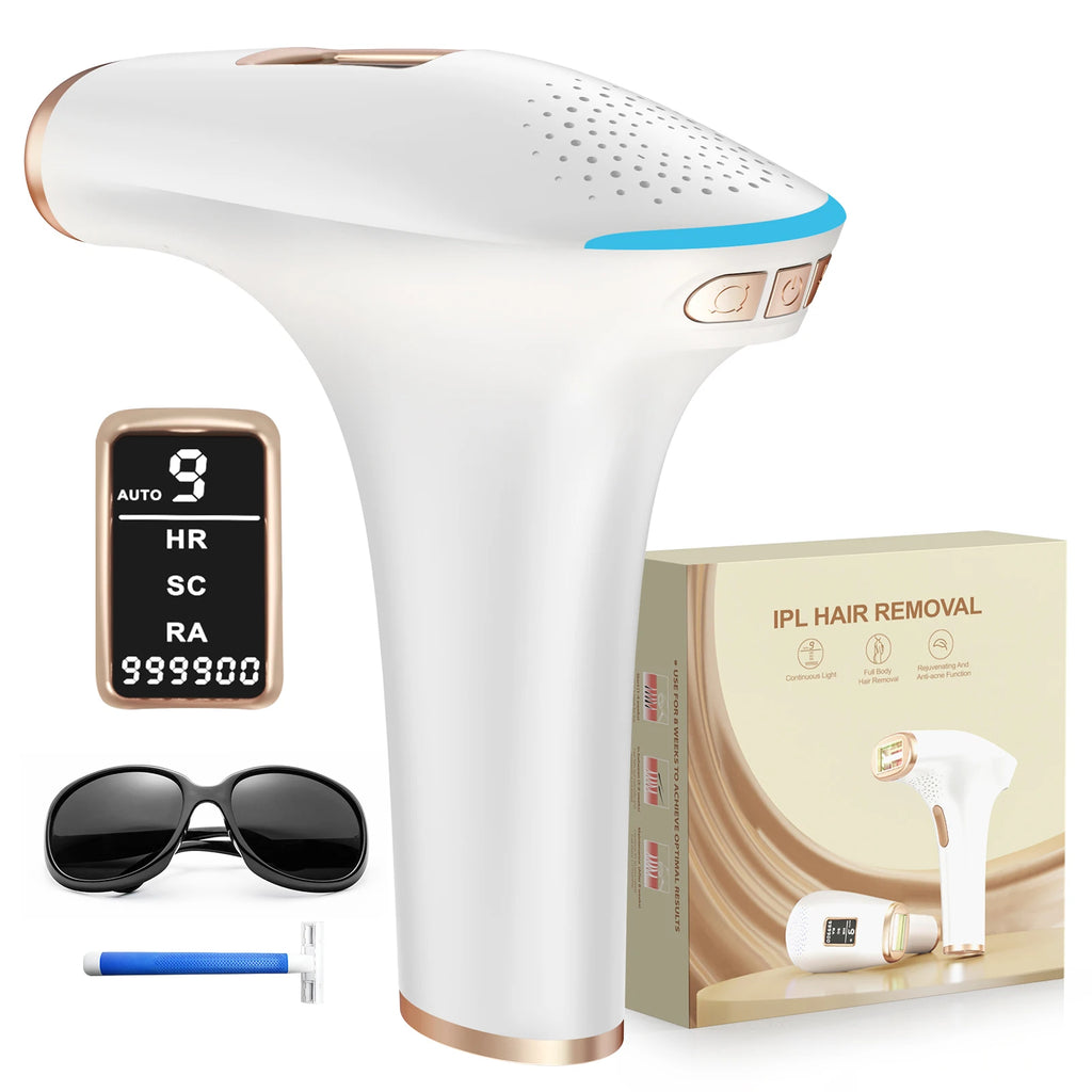 Dispositivo de Depilación IPL con 999,999 Pulsos para Mujeres y Hombres, Alternativa Segura y Prácticamente Indolora a los Dispositivos de Salón para Uso Facial, Piernas, Brazos, Bikini y Cuerpo Entero Resultados duraderos