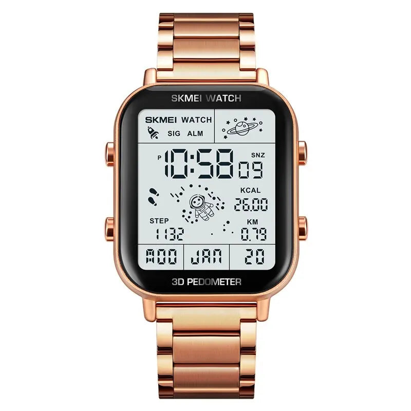 Reloj digital para hombre SKMEI de moda con pantalla retroiluminada, reloj electrónico cuadrado multifuncional deportivo, reloj digital LED para hombre