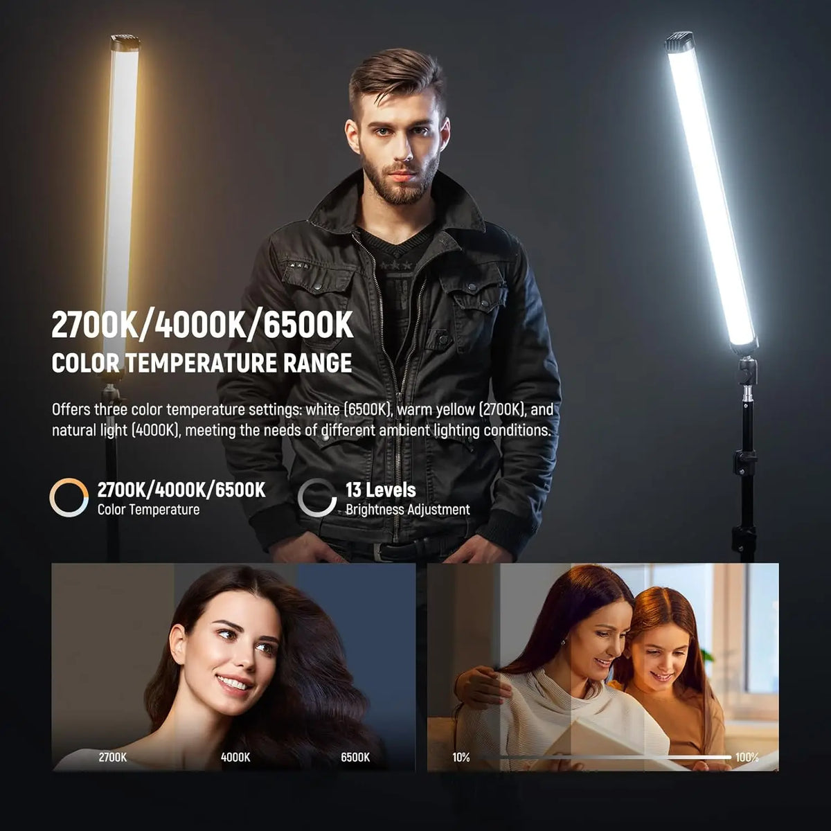 NEEWER Basics - Barra de Luz RGB Magnética de 21 Pulgadas, CRI95, Regulable, 14 W, Barra de Iluminación LED de Mano para Video con 51 Modos RGB