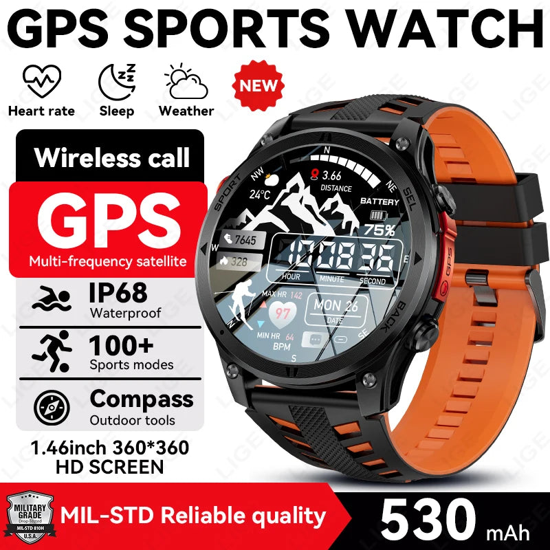 Reloj inteligente GPS para hombre 2026 New Military T-Rex 3 Ultra, batería de larga duración, resistente al agua IP68, brújula, linterna y rastreador deportivo