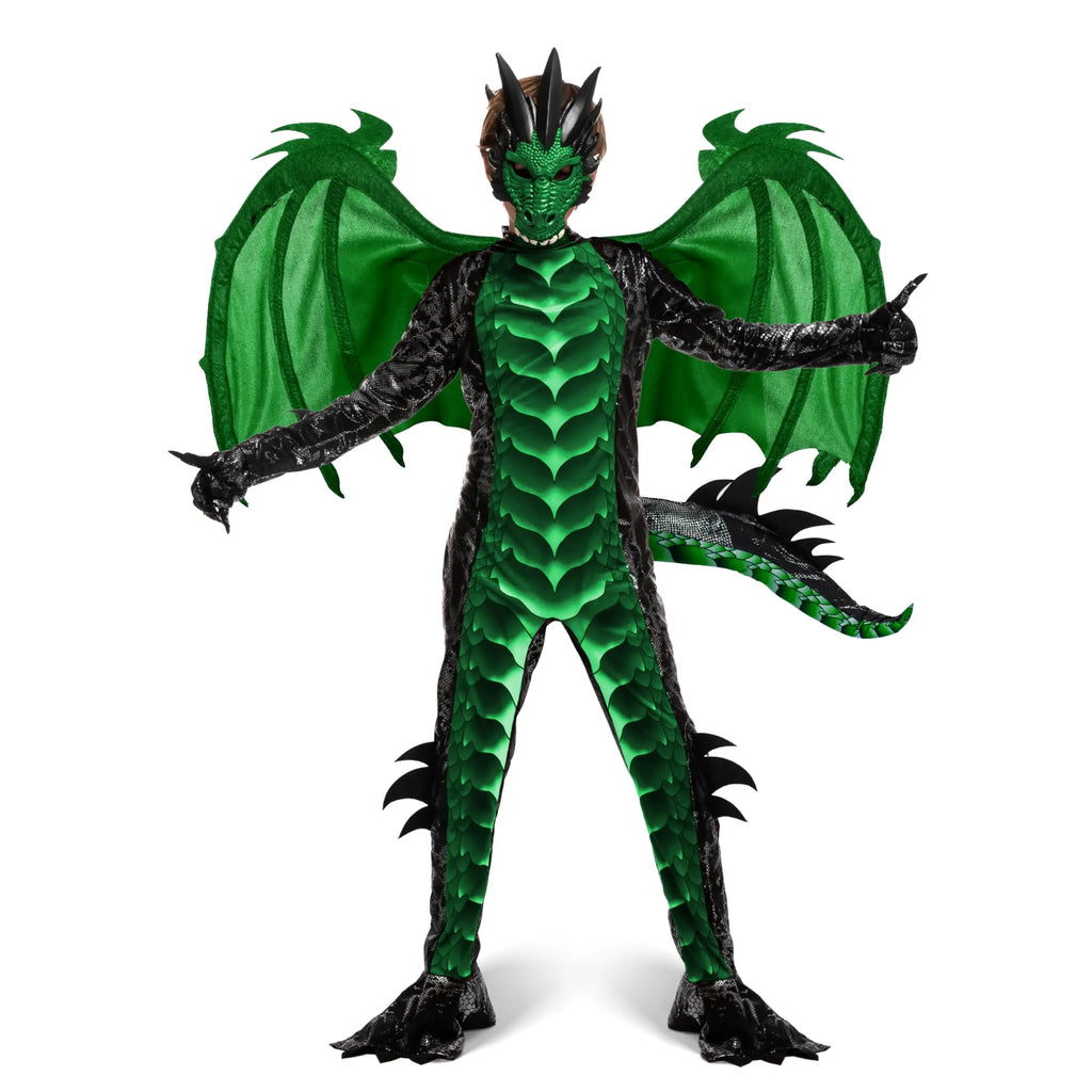 Disfraz de dragón para niños de Halloween de Sloosh Creations, juego de alas de dragón, cola y máscara para Halloween.