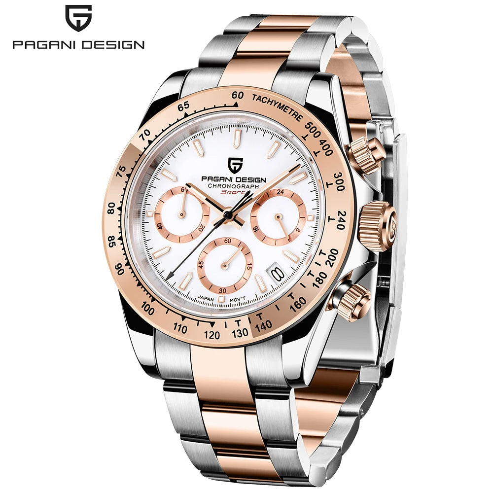Reloj de hombre PAGANI DESIGN 2026 nuevo, dorado 1644, reloj de pulsera de cuarzo de lujo de marca superior para hombre, cronógrafo, resistente al agua