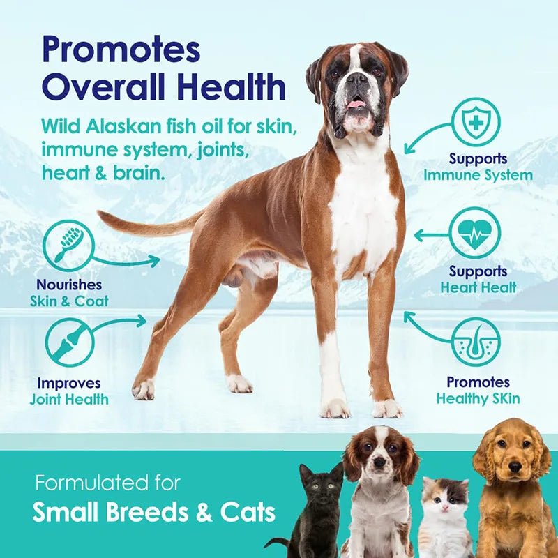 Aceite de Pescado Omega 3 para Perros, Capturado en la Naturaleza en Islandia, Suplemento para la Piel y el Pelo, para la Caída del Pelo, Piel Seca y con Picazón y Alergias