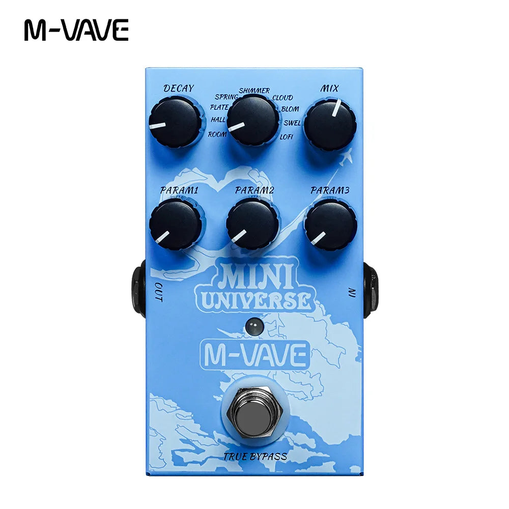 M-VAVE Mini universo guitarra eléctrica Pedal de efectos de reverberación Digital diseño True Bypass caja de Metal 9 tonos de reverberación pedales de efectos