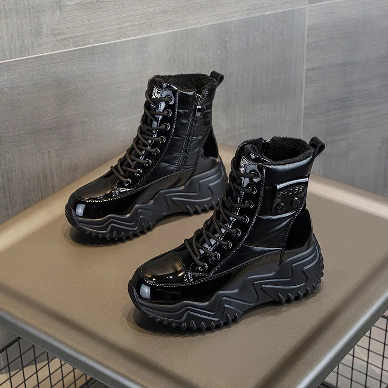 DRKANOL-Botas de nieve impermeables para mujer, zapatos cálidos con cuña, tacón de plataforma, aumento de altura, Otoño e Invierno