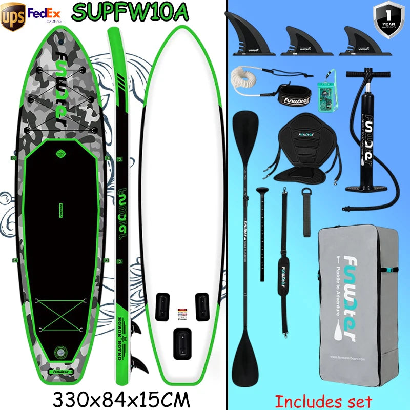 Funwater SUPFW10A Tabla de Paddle Inflable Ultraligera 330*84*15 cm, Ideal para Viajes, Deportes Acuáticos, Yoga, Pesca, Entretenimiento Acuático para Adultos, Surf, Tabla Inflable Antideslizante
