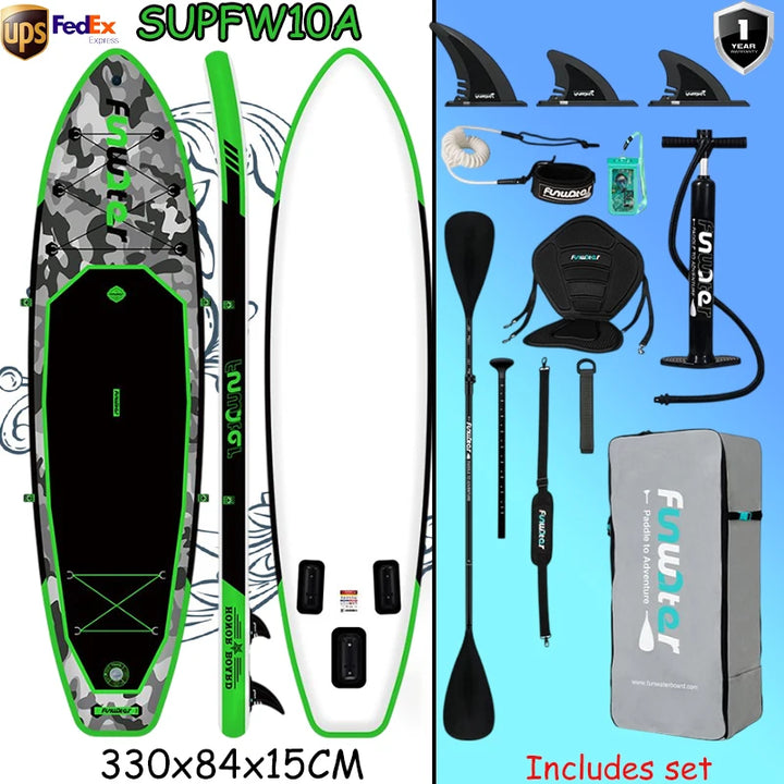 Funwater SUPFW10A Tabla de Paddle Inflable Ultraligera 330*84*15 cm, Ideal para Viajes, Deportes Acuáticos, Yoga, Pesca, Entretenimiento Acuático para Adultos, Surf, Tabla Inflable Antideslizante