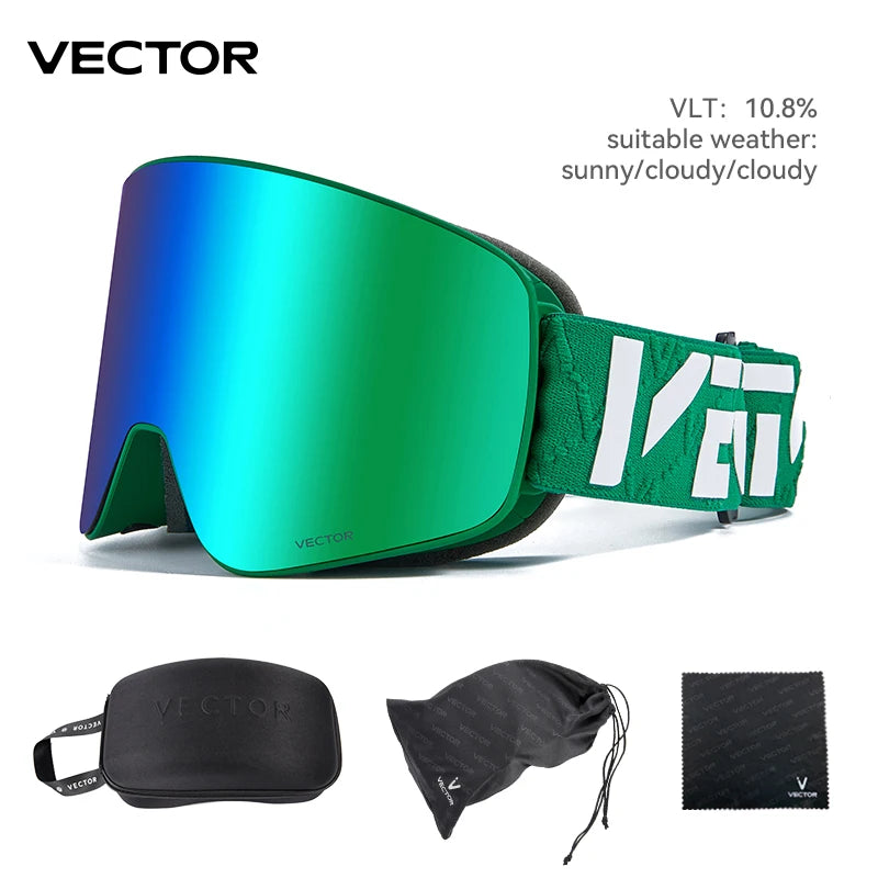 Gafas de Esquí VECTOR de Doble Capa Antivaho con Absorción Magnética, Cilíndricas, UV400, para Hombre y Mujer, Gafas de Snowboard POC
