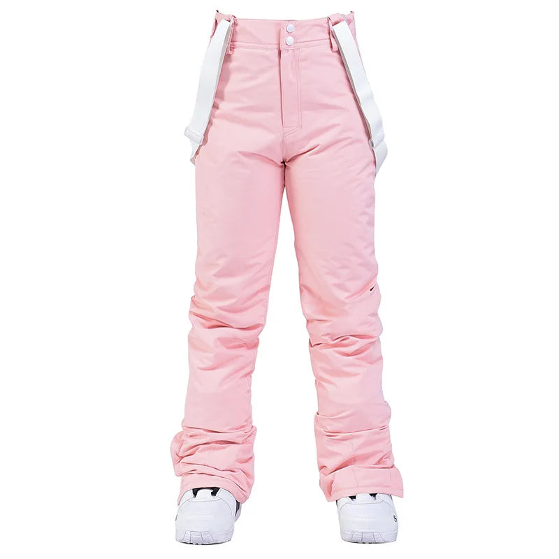 Pantalones de invierno para mujer, pantalones de esquí gruesos y cálidos de alta calidad para hombre, pantalones con tirantes impermeables a prueba de viento, pantalones de Snowboard de talla grande