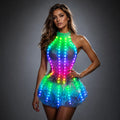 Falda LED blanca colorida para fiesta, Club, cumpleaños, trajes brillantes para club nocturno, cumpleaños, boda, banquete, fiesta de noche, cantante, baile