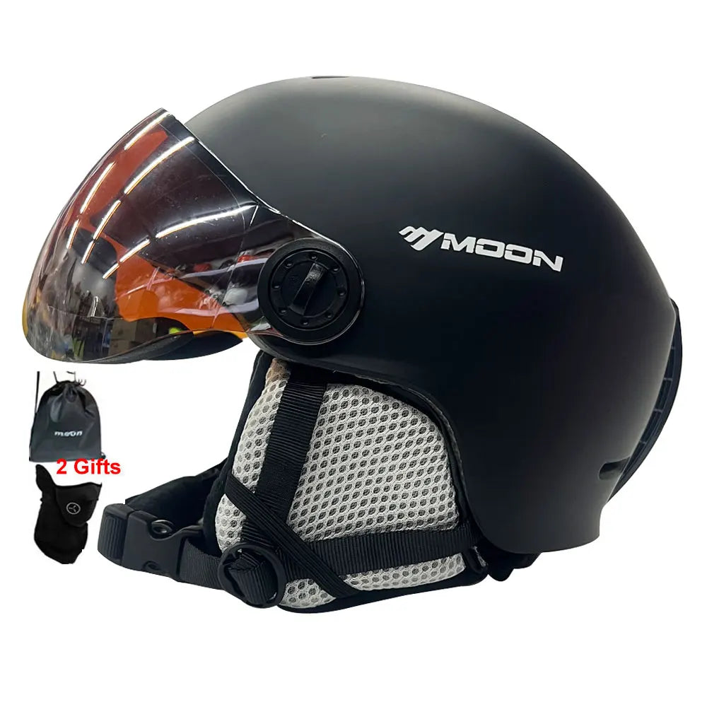 Casco de esquí MOON moldeado integralmente PC + EPS casco de esquí de alta calidad gafas deportes al aire libre esquí Snowboard monopatín cascos para hombre
