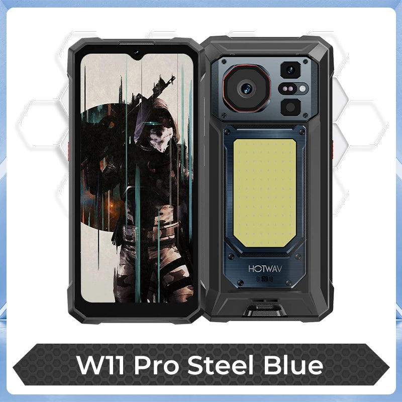 Teléfono móvil ultrarresistente HOTWAV W11 Pro 2026, 6.6'' FHD+ 120Hz, 20800mAh, 33W, 6GB 256GB, Smartphone con luz súper brillante para camping