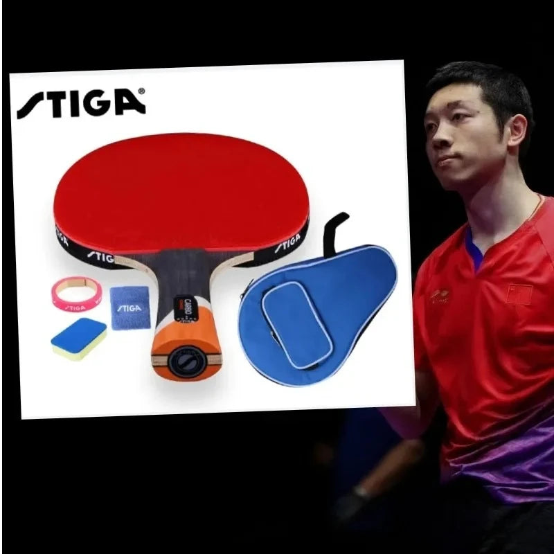 Raqueta de Tenis de Mesa Stiga 6 Estrellas con Goma de Doble Pimples-in, Raqueta de Ping Pong con Funda
