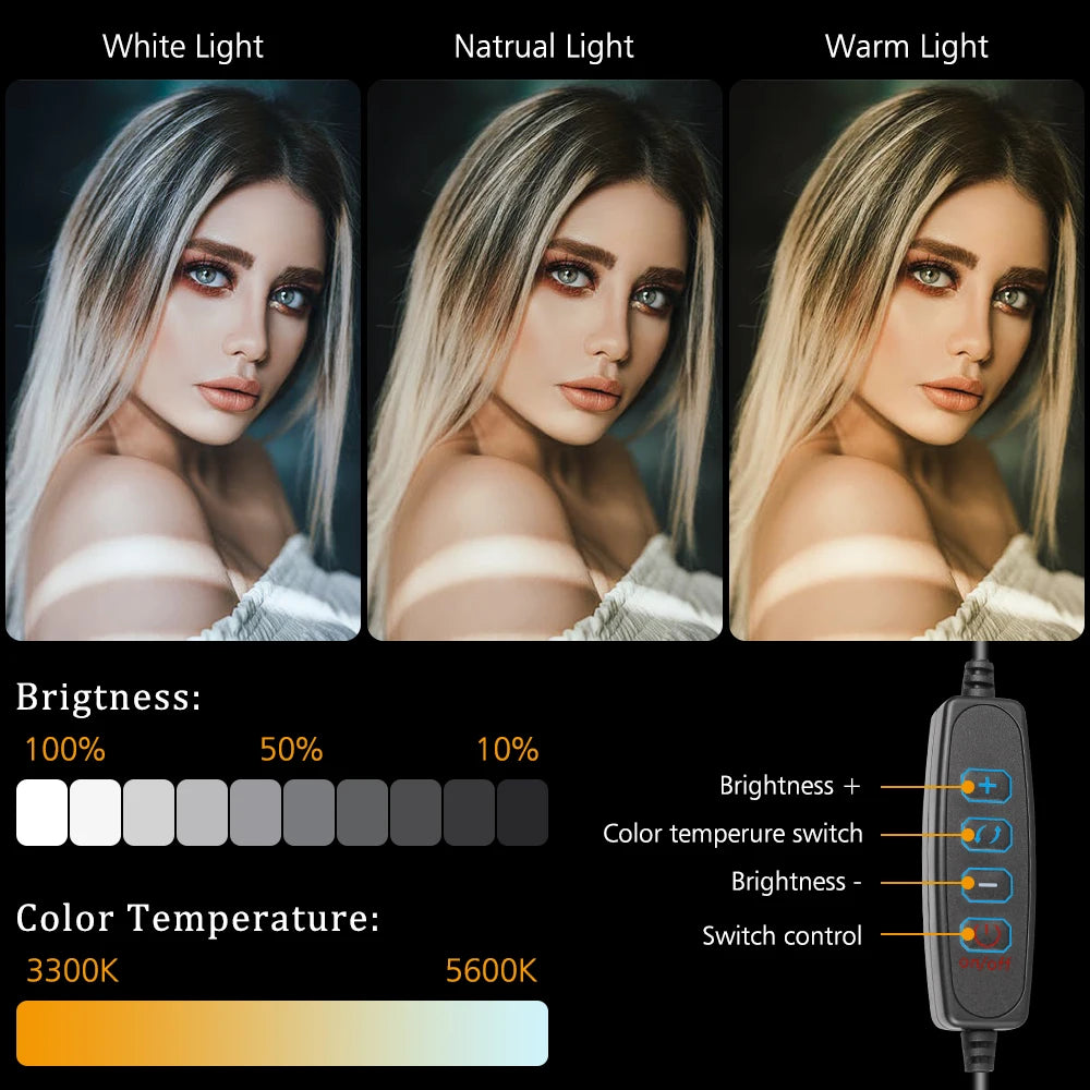 Panel de luz LED de 6 pulgadas para fotografía y video, kit de iluminación para estudio fotográfico con trípode, filtros RGB para grabación y transmisión en vivo.