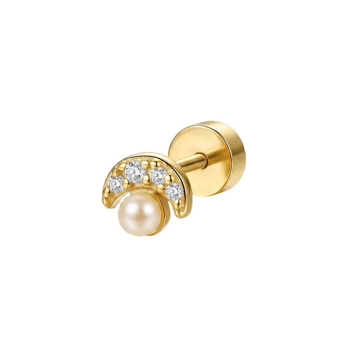 Perlas personalizadas en forma de corazón, estrella y luna con borlas de circonio, piercing de hueso con base plana