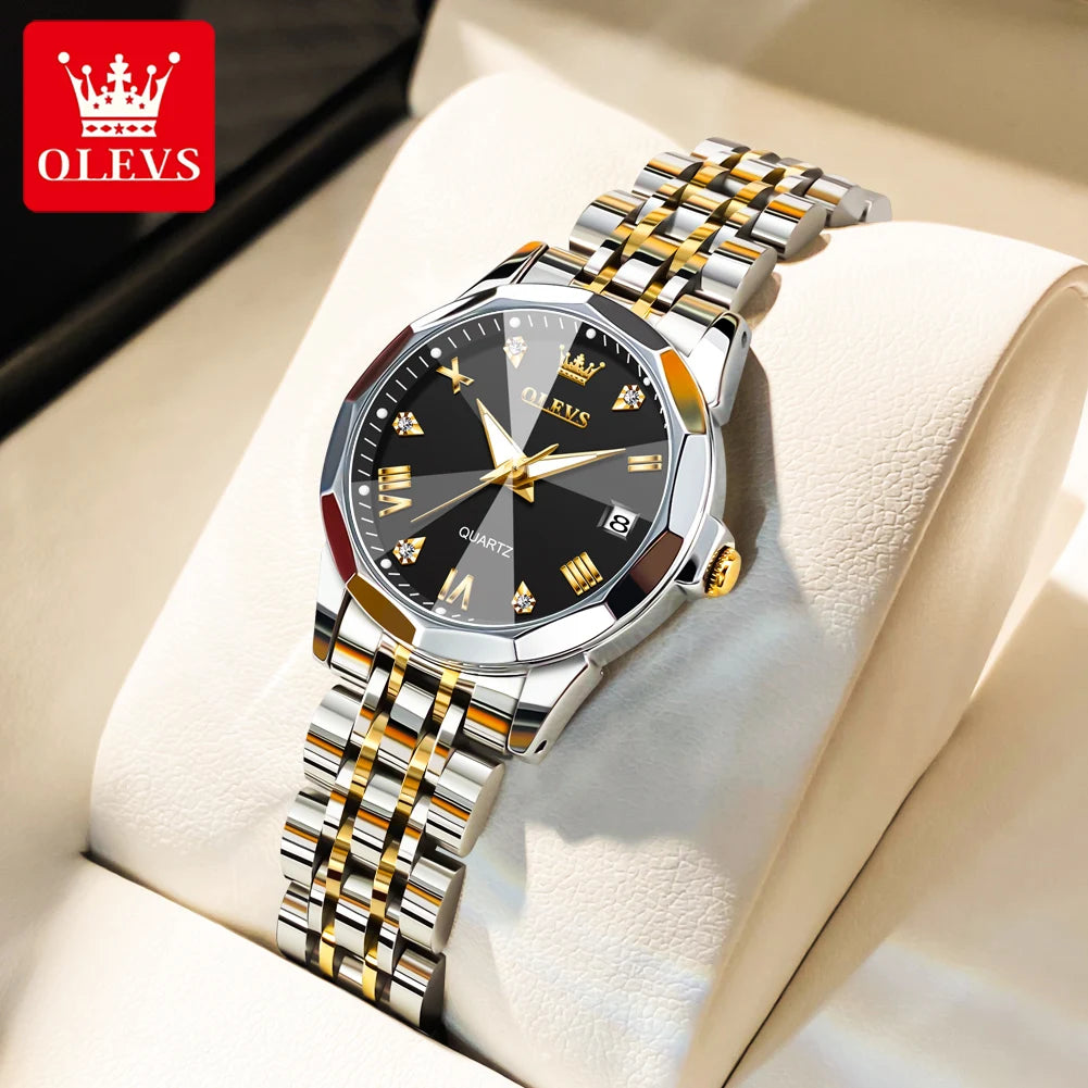 Reloj OLEVS 9931 para mujer, elegante reloj de cuarzo cuadrado original, resistente al agua, luminoso, con fecha automática, regalo para dama