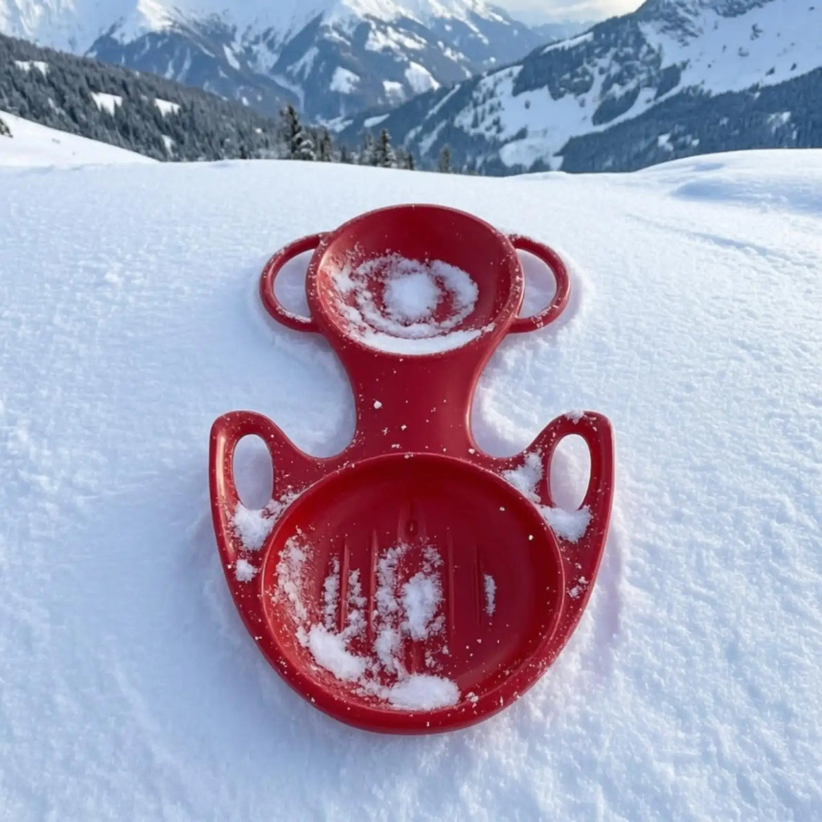 Trineo de nieve para dos personas, ligero y con asas, diseñado para el esquí de trineo, ideal para familias.