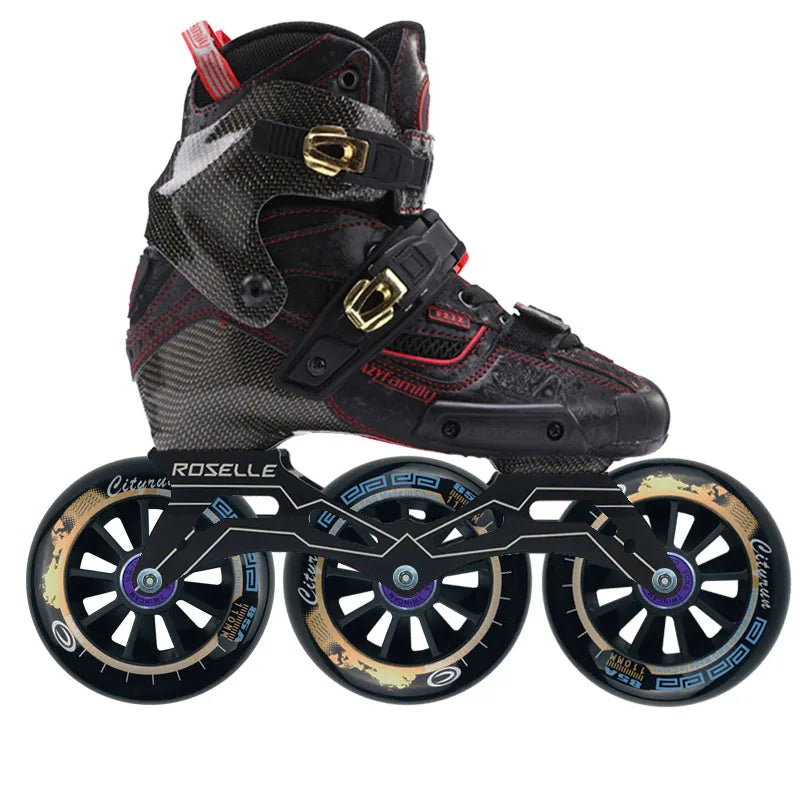 Patines de ruedas de velocidad en línea de fibra de carbono originales CRAZY con ruedas de 3x110mm 85A, zapatos de patinaje profesionales para niños y adultos