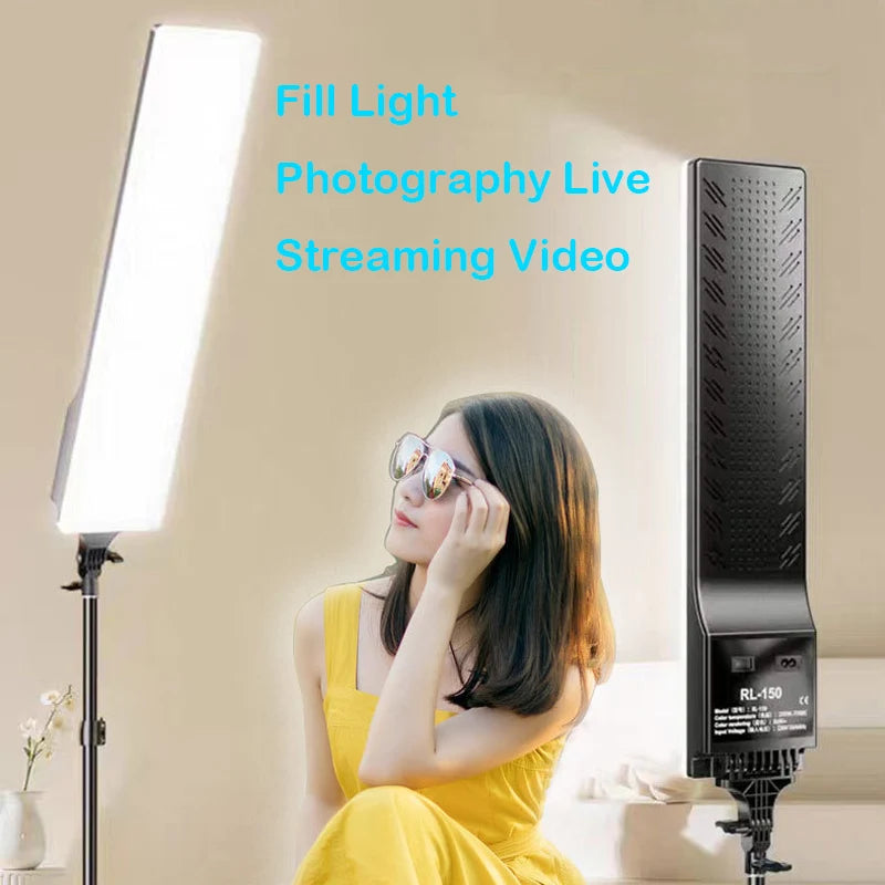 Lámpara de relleno de gran tamaño para estudio fotográfico, Panel de Video LED, iluminación de fotografía con soporte de trípode, brazo largo, enchufe de la UE para transmisión en vivo