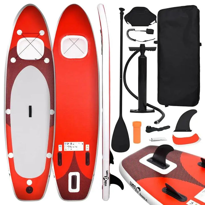 Set de Tabla SUP Inflable Color Rojo 300 x 76 x 10 cm, Modelo Compacto y Ligero de Gran Maniobrabilidad, Equipo de Paddle Surf Ideal para Principiantes y Paseos Recreativos en Aguas Tranquilas