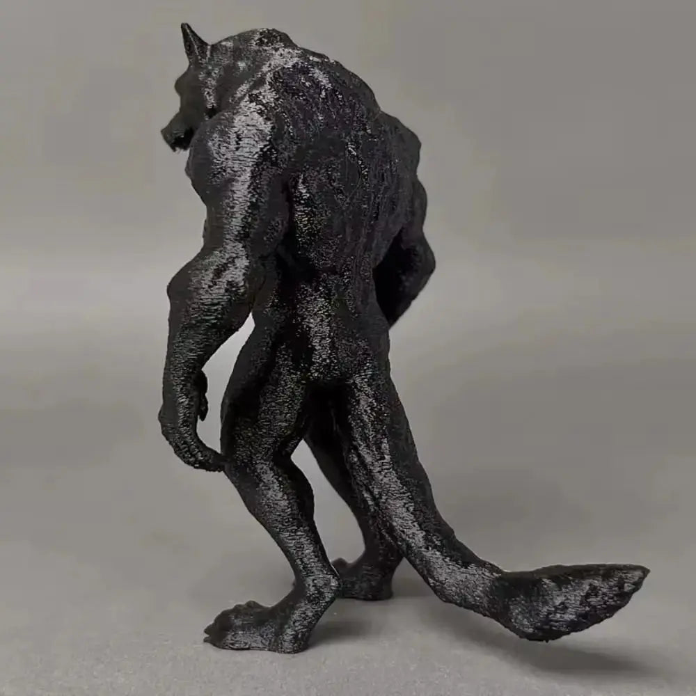 Estatuas de hombre lobo impresas en 3D, modelos artesanales realistas, estatuilla de hombre lobo, adornos de estatua de hombre lobo negro