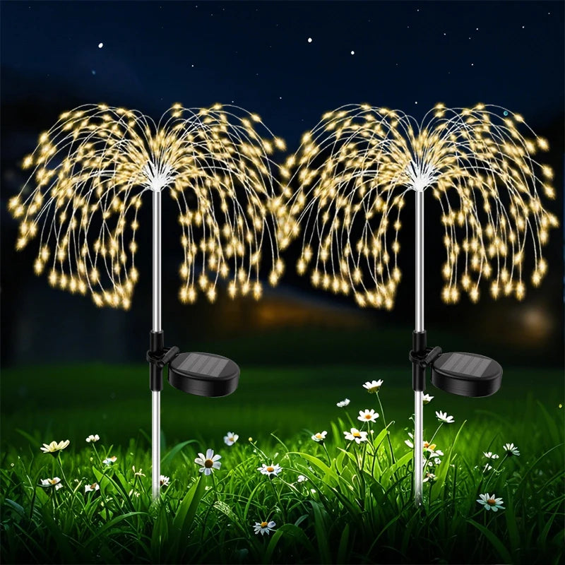 Solar Garden Lights Outdoor 60/200LED Firework Lights  Decor for Yard Pathway Flowerbed Planter Balcony Patio Decor Waterproof