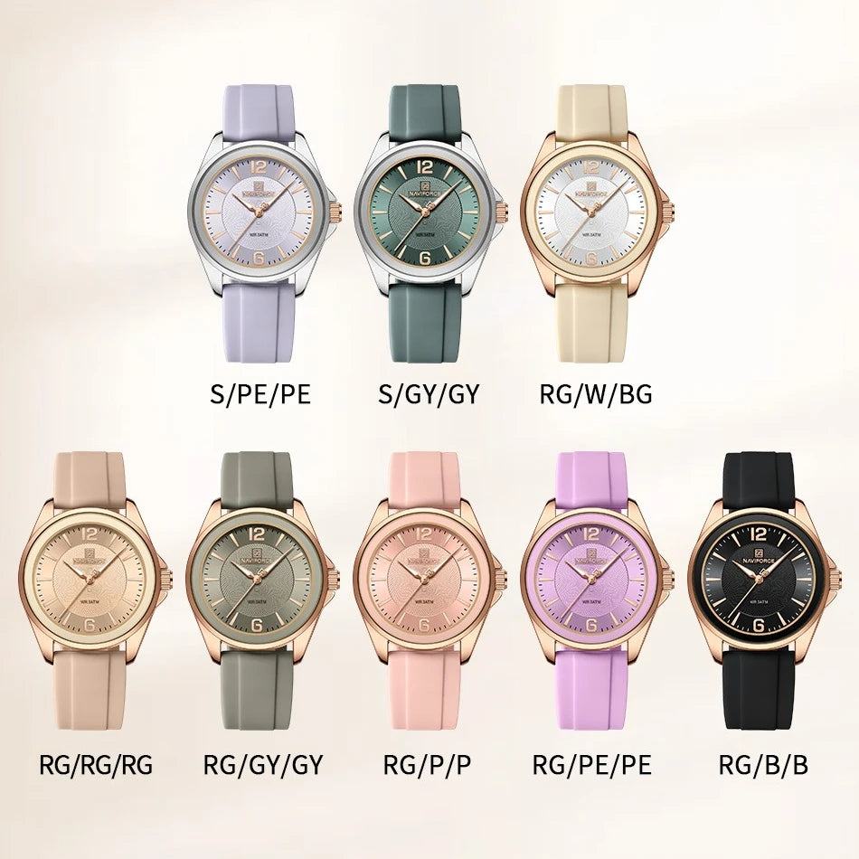 Nuevo estilo NAVIFORCE Relojes para mujer Reloj de pulsera deportivo con correa de silicona Reloj de cuarzo para mujer Reloj de regalo Reloj Mujer Relojes Femeninos