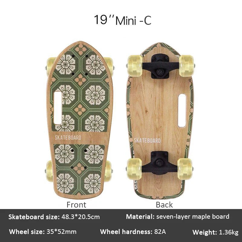 Mini Patineta Portátil de 19 Pulgadas, Patineta Completa de Madera de Arce, Patineta de Alta Velocidad para Niños, Adultos, Principiantes y Perros