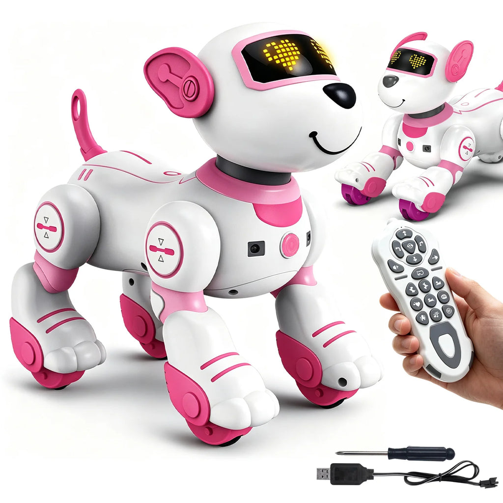 Juguete de perro robot interactivo con control remoto, mascota programable con respuesta táctil, seguimiento inteligente, música de baile, 17 modos, juguete STEM para niños