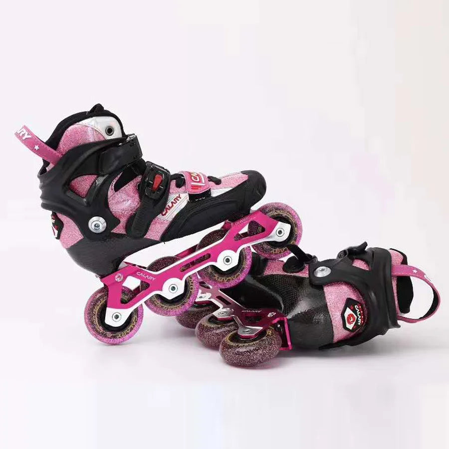 Patines en línea tamaño EUR 28-37 Patines de ruedas ajustables Patines para niños Patín de fibra de carbono Zapatos de patinaje para niños Patines deslizantes Slalom