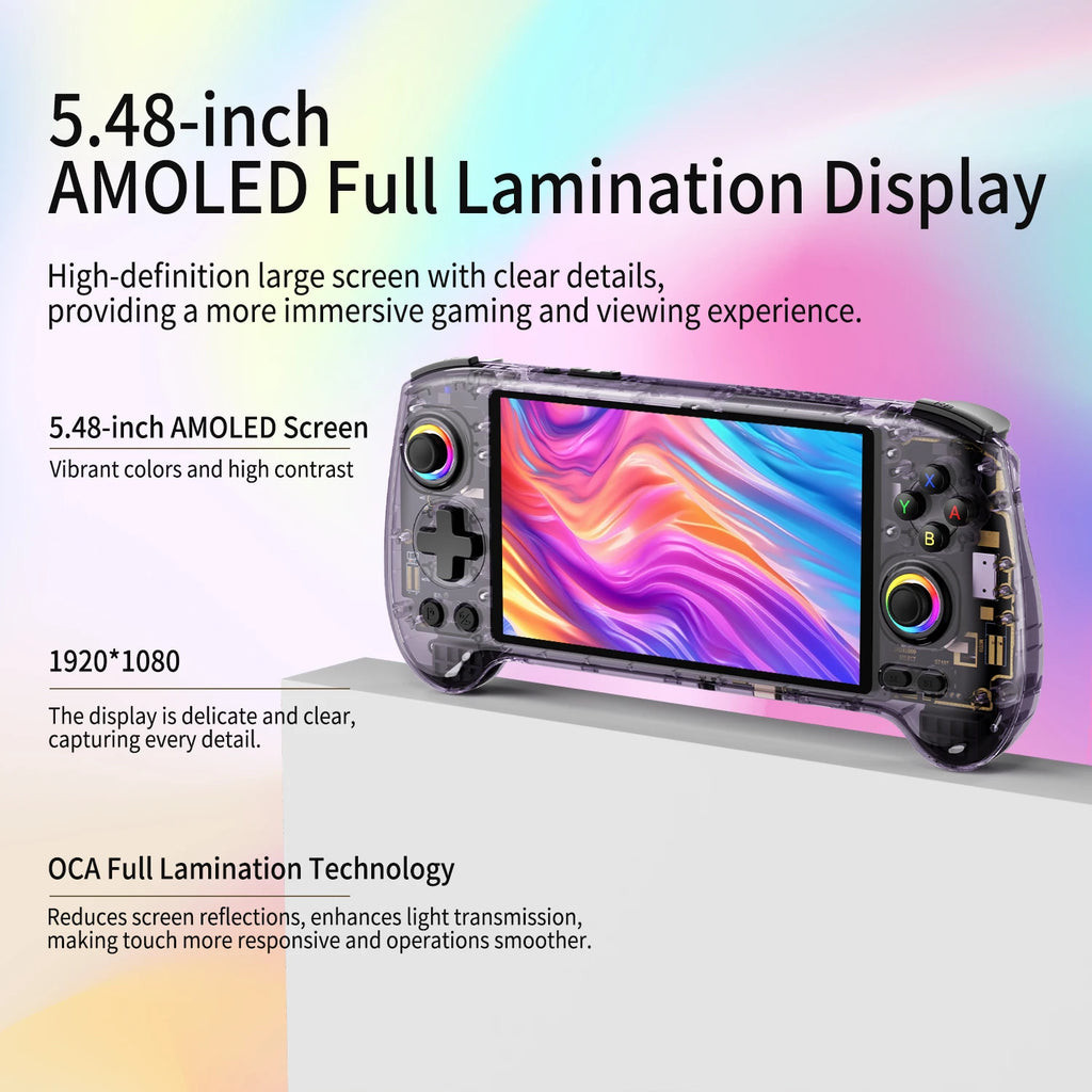 Consola de juegos portátil Anbernic RG557, 5.48'' AMOLED, Android 14, 5500mAH, reproductor de videojuegos portátil, compatible con streaming, WIFI, IA y Bluetooth