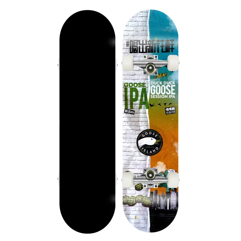 Patineta Completa para Trucos de Doble Patada, Madera de Arce, 4 Ruedas, Impresión por Transferencia de Calor, para Principiantes, Adultos y Niños