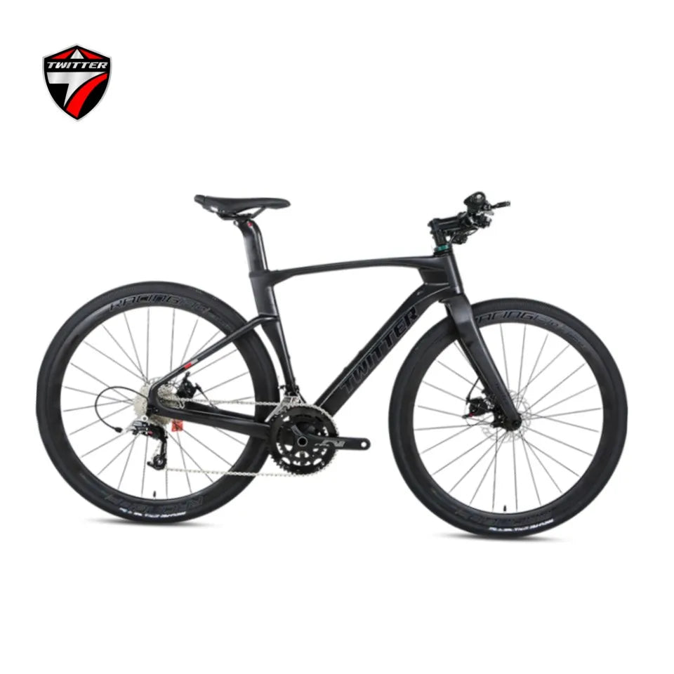 TWITTER V3Pro Transmisión electrónica SENTYEH ES800-13S Bicicleta de gravel de fibra de carbono con manillar plano y freno de disco hidráulico