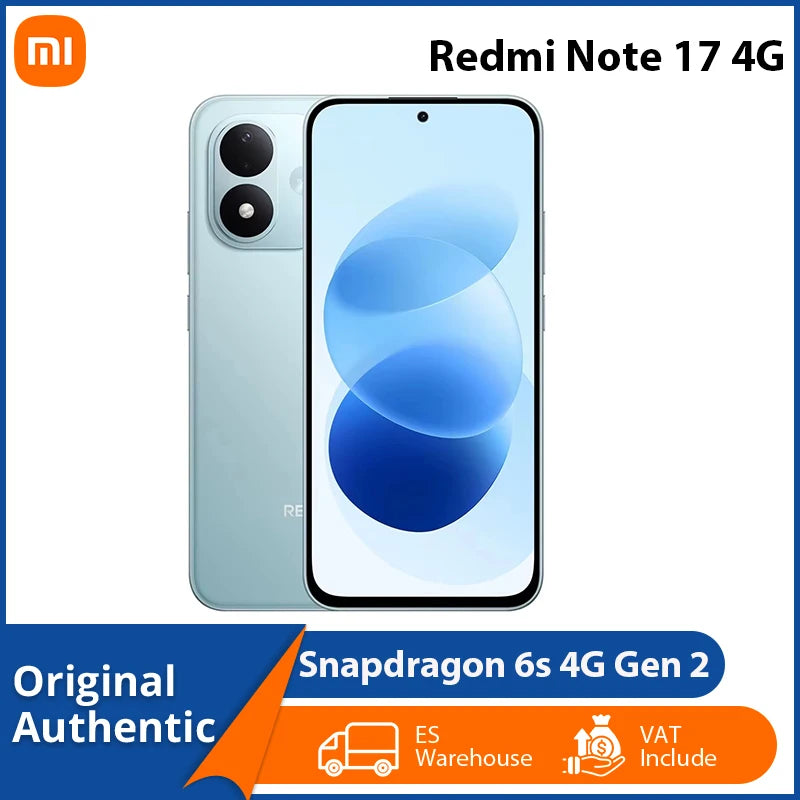 Smartphone Redmi Note 17 4G sin NFC, 8GB+256GB, procesador Snapdragon 6s 4G Gen 2, pantalla AMOLED de 6.99", cámara de 50MP, batería de 7700mAh