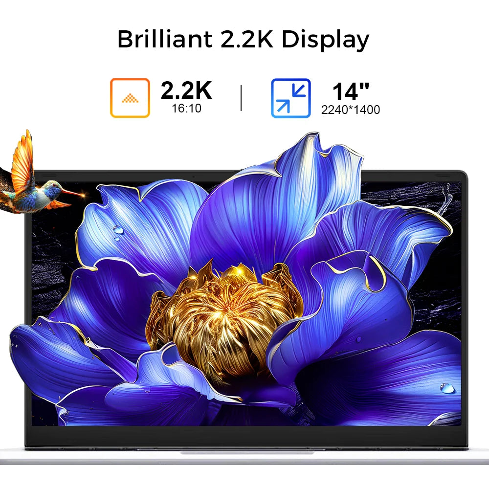 Ninkear S14 Ligero Portátil 14 Pulgadas Pantalla IPS 2.2K AMD Ryzen 5 6600H 16GB RAM LPDDR5 512GB SSD Windows 11 WiFi 6 lector de huella teclado retroiluminado para oficina estudio
