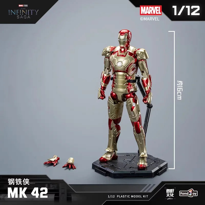 Fondjoy Marvel 1:12 Serie de Montaje 3 Iron Man 3 Mk3 Figura de Acción Caja Sorpresa Vengadores Saga Infinita Modelo Coleccionable Juguete Regalo