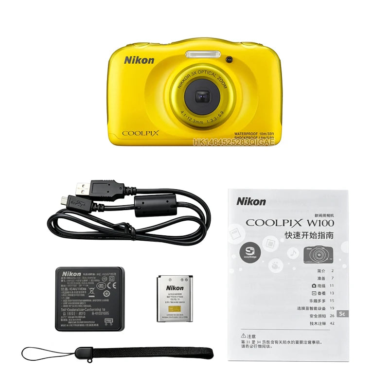 【Original】Cámara digital Nikon COOLPIX W100 con pantalla LCD de 2,7 pulgadas Full HD 1080P, cámara digital portátil