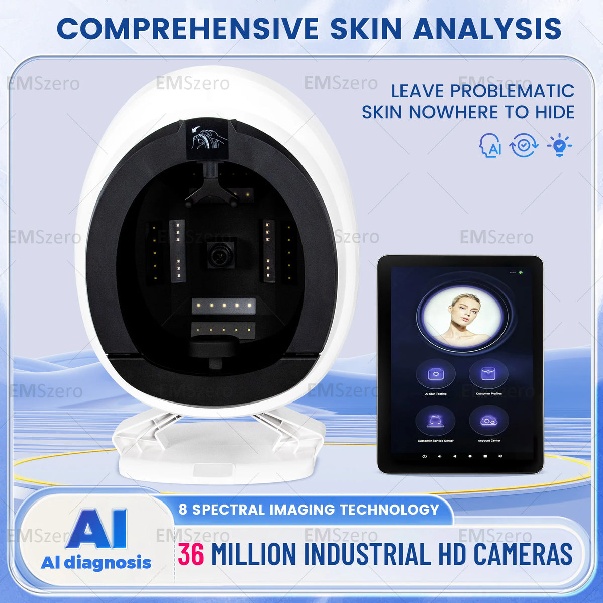 Máquina Analizadora de Piel Facial Q1, Analizador de Piel 3D, Máquina Facial, Escáner de Análisis de Piel con IA, Almacenamiento en la Nube, Recomendación de Productos