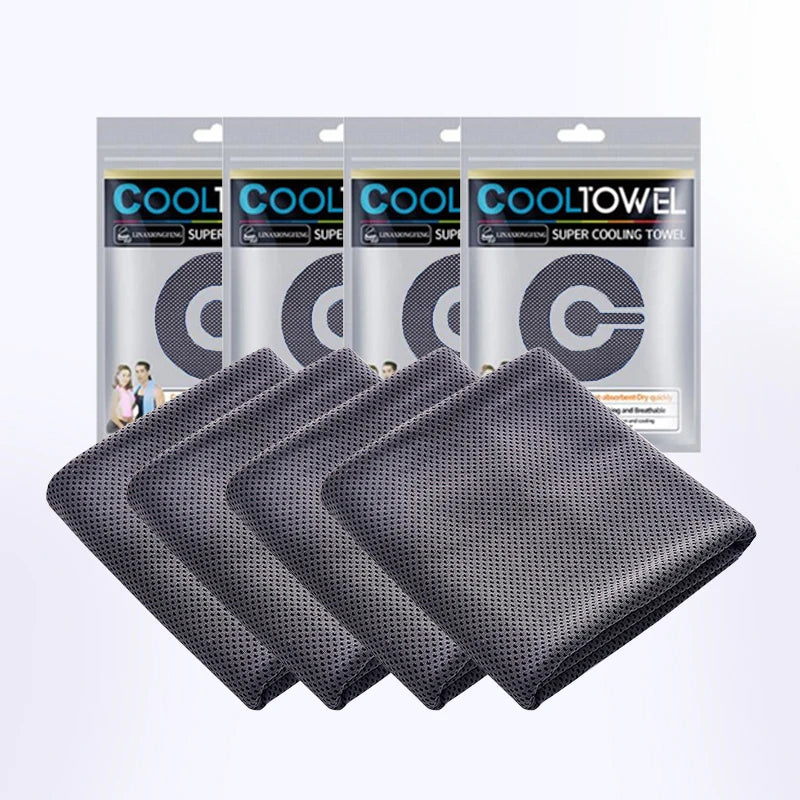 4 toallas refrescantes grandes (35,4 x 11,8 pulgadas) - Toallas suaves, transpirables y de secado rápido, perfectas para actividades al aire libre, gimnasio, yoga, correr